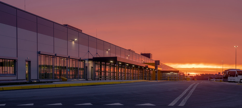 Warehouse at sunset image